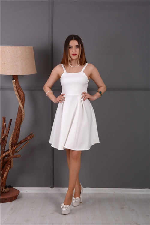 Askılı Elbise - Beyaz