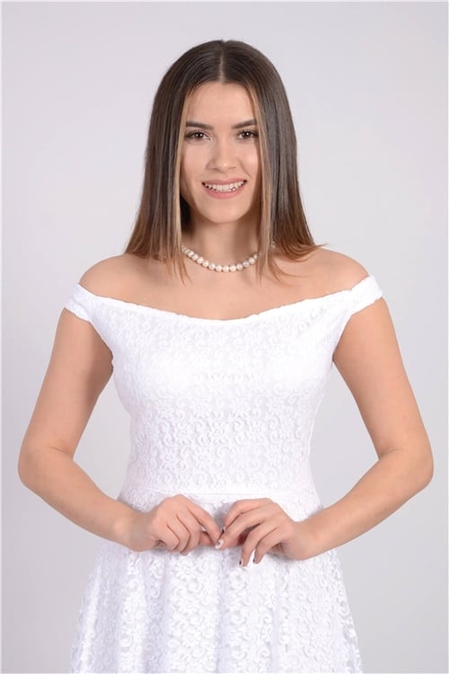 Full Dantel Tasarım Elbise - Beyaz